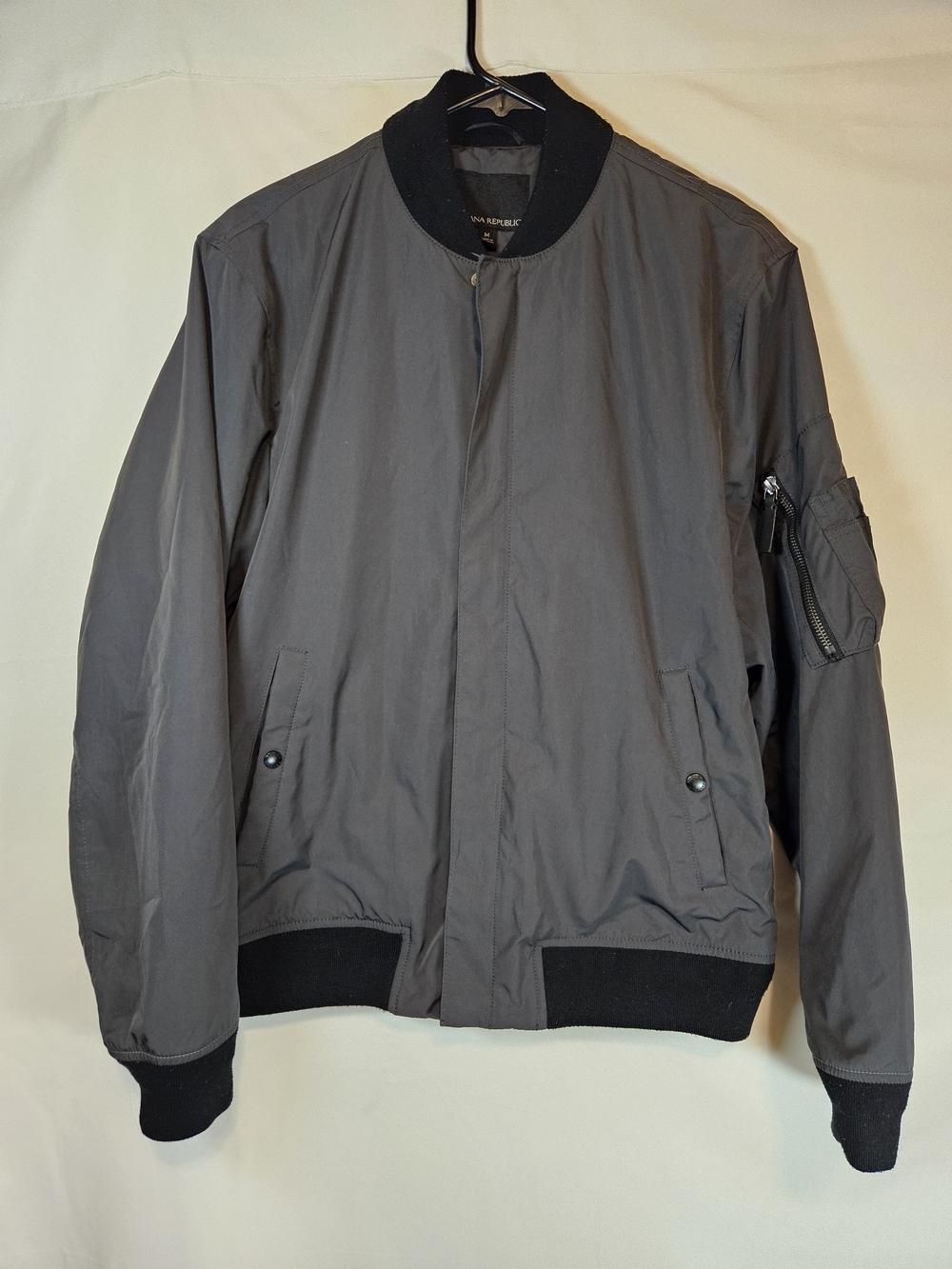 Banana Republic Gray Bomber Jacket with Black Trim